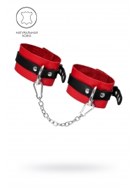 Красно-черные мягкие оковы с одним ремешком и люверсами - Pecado - купить с доставкой в Сызрани