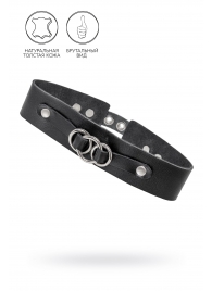 Черный чокер-ошейник со связанными кольцами на подложке - Pecado - купить с доставкой в Сызрани