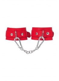 Красные кожаные наручники-браслеты со скруглёнными углами - Pecado - купить с доставкой в Сызрани