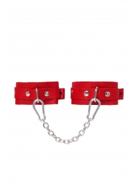 Красные кожаные узкие оковы со скруглёнными углами - Pecado - купить с доставкой в Сызрани