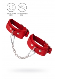Красные кожаные узкие оковы со скруглёнными углами - Pecado - купить с доставкой в Сызрани