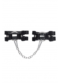 Черные кожаные оковы из двух ремешков - Pecado - купить с доставкой в Сызрани