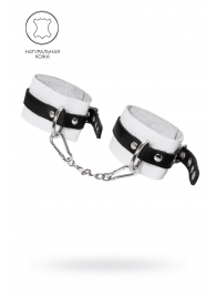 Бело-черные мягкие оковы с одним ремешком и люверсами - Pecado - купить с доставкой в Сызрани