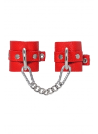 Красные мягкие кожаные наручники с люверсами - Pecado - купить с доставкой в Сызрани