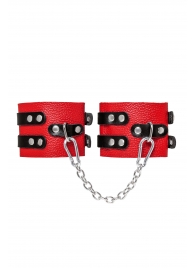 Красно-черные мягкие оковы с двумя ремешками с люверсами - Pecado - купить с доставкой в Сызрани