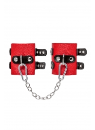 Красно-черные мягкие наручники с двумя ремешками с люверсами - Pecado - купить с доставкой в Сызрани
