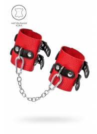 Красно-черные мягкие наручники с двумя ремешками с люверсами - Pecado - купить с доставкой в Сызрани