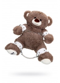 Бондажный набор: бурый мишка с белыми оковами и наручниками - Pecado - купить с доставкой в Сызрани