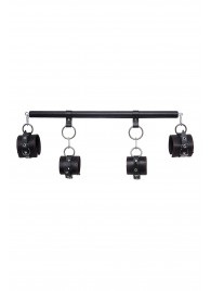 Черная распорка с 4 манжетами для рук и ног - Pecado - купить с доставкой в Сызрани