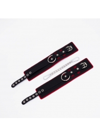 Черно-красные оковы с красной строчкой Sex - Crazy Handmade - купить с доставкой в Сызрани
