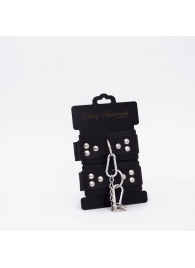 Черные кожаные наручники с регулируемыми ремешками - Crazy Handmade - купить с доставкой в Сызрани