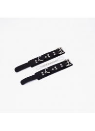 Черные кожаные наручники с регулируемыми ремешками - Crazy Handmade - купить с доставкой в Сызрани