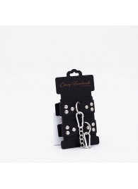 Черные кожаные оковы с регулируемыми ремешками - Crazy Handmade - купить с доставкой в Сызрани