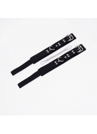 Черные кожаные оковы с регулируемыми ремешками - Crazy Handmade - купить с доставкой в Сызрани