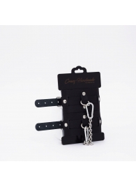 Черные кожаные оковы с хромированной фурнитурой - Crazy Handmade - купить с доставкой в Сызрани