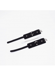 Черные кожаные оковы с хромированной фурнитурой - Crazy Handmade - купить с доставкой в Сызрани