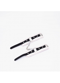 Бело-красные кожаные наручники - Crazy Handmade - купить с доставкой в Сызрани