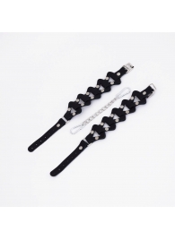 Черные кожаные наручники из звеньев - Crazy Handmade - купить с доставкой в Сызрани