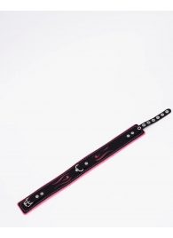 Черно-розовый кожаный ошейник с розовой строчкой - Crazy Handmade - купить с доставкой в Сызрани