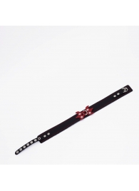 Черный ошейник с красным декором и строчкой - Crazy Handmade - купить с доставкой в Сызрани