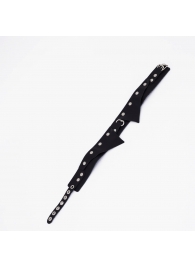 Черный однослойный кожаный ошейник с имитацией воротничка - Crazy Handmade - купить с доставкой в Сызрани