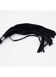 Черный кожаный флоггер со стальной ручкой - 45 см. - Crazy Handmade - купить с доставкой в Сызрани