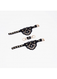 Черные наручники с золотистой фурнитурой - Crazy Handmade - купить с доставкой в Сызрани
