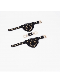 Черные наручники с золотистой фурнитурой - Crazy Handmade - купить с доставкой в Сызрани