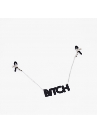Зажимы на соски с кожаной подвеской Bitch - Crazy Handmade - купить с доставкой в Сызрани