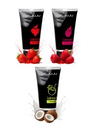 Набор из 3 съедобных лубрикантов JUJU (клубника, малина, кокос) - JuJu - купить с доставкой в Сызрани