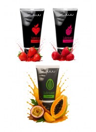 Набор из 3 съедобных лубрикантов JUJU (клубника, малина, тропические фрукты) - JuJu - купить с доставкой в Сызрани