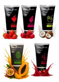 Набор из 5 съедобных лубрикантов JUJU (клубника, малина, тропические фрукты, вишня, кокос) - JuJu - купить с доставкой в Сызрани
