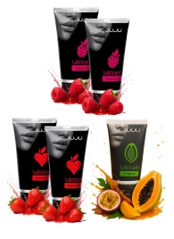 Набор из 5 съедобных лубрикантов JUJU (клубника х 2, малина х 2, тропические фрукты) - JuJu - купить с доставкой в Сызрани