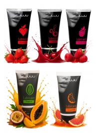 Набор из 5 съедобных лубрикантов JUJU (клубника, малина, тропические фрукты, вишня, грейпфрут) - JuJu - купить с доставкой в Сызрани