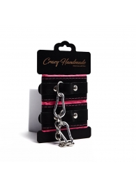 Черно-розовые скругленные наручники с мягкой подкладкой - Crazy Handmade - купить с доставкой в Сызрани