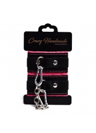 Черно-розовые скругленные наручники с мягкой подкладкой - Crazy Handmade - купить с доставкой в Сызрани