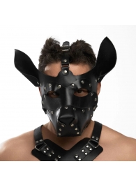 Черная кожаная маска «Собака» - Crazy Handmade - купить с доставкой в Сызрани