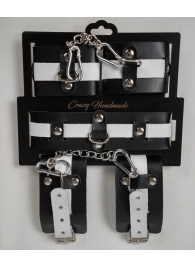 Набор фиксаторов из черной и белой натуральной кожи - Crazy Handmade - купить с доставкой в Сызрани