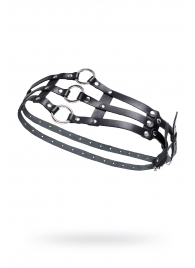 Черный кожаный пояс с кольцами - Pecado - купить с доставкой в Сызрани