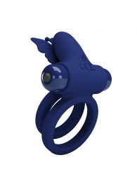 Синее эрекционное кольцо с вибростимуляцией клитора - Baile - в Сызрани купить с доставкой