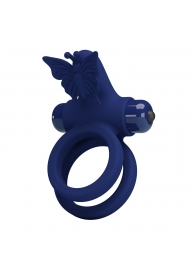 Синее эрекционное кольцо с вибростимуляцией клитора - Baile - в Сызрани купить с доставкой