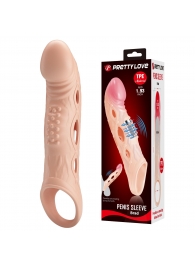 Телесная удлиняющая насадка с рельефом и вибрацией Brad - 21,3 см. - Baile - в Сызрани купить с доставкой