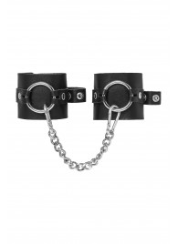 Черные наручники из толстой натуральной кожи с люверсами - Pecado - купить с доставкой в Сызрани