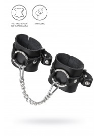 Черные наручники из толстой натуральной кожи с люверсами - Pecado - купить с доставкой в Сызрани