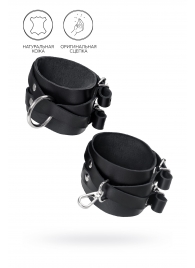 Черные кожаные оковы с двумя перекрёстными ремешками - Pecado - купить с доставкой в Сызрани
