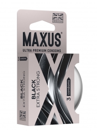 Черные утолщенные презервативы MAXUS Extra Strong с железным кейсом - 3 шт. - Maxus - купить с доставкой в Сызрани