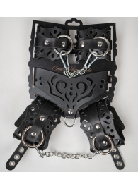 Черный ажурный кожаный набор фиксаций - Crazy Handmade - купить с доставкой в Сызрани