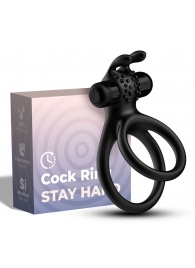 Черное эрекционное виброкольцо с подхватом мошонки Stay Hard - Boys of Toys - в Сызрани купить с доставкой