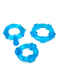 Набор из 3 синих эрекционных колец с различным рельефом - Erowoman-Eroman - в Сызрани купить с доставкой