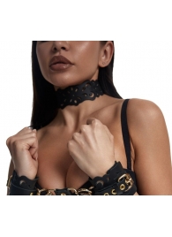 Черный ажурный чокер с золотистой фурнитурой - Crazy Handmade - купить с доставкой в Сызрани